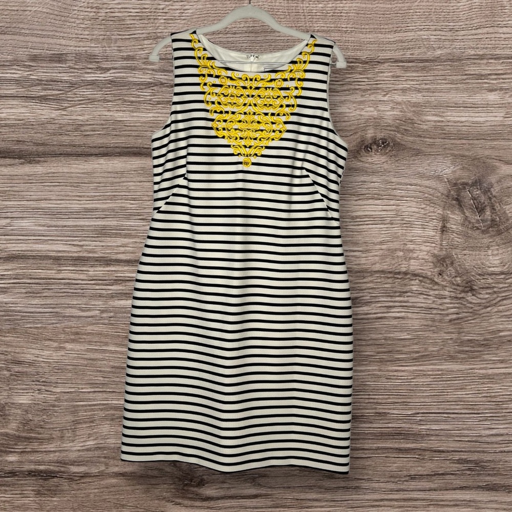 J. Howard Striped Sleeveless Knee-Length Dress